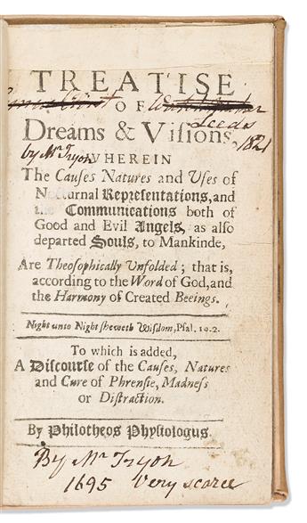 Tryon, Thomas (1634-1703) A Treatise of Dreams & Visions.